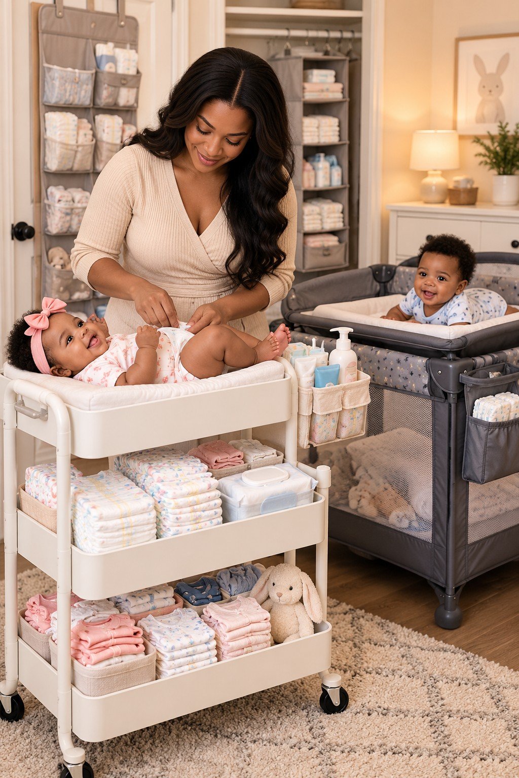 Twin Diaper Changing Station: How to Organize Diaper Supplies for Two Babies